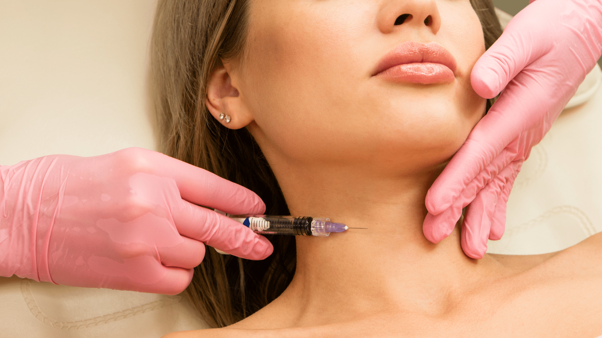 Woman getting neck rejuvenation.