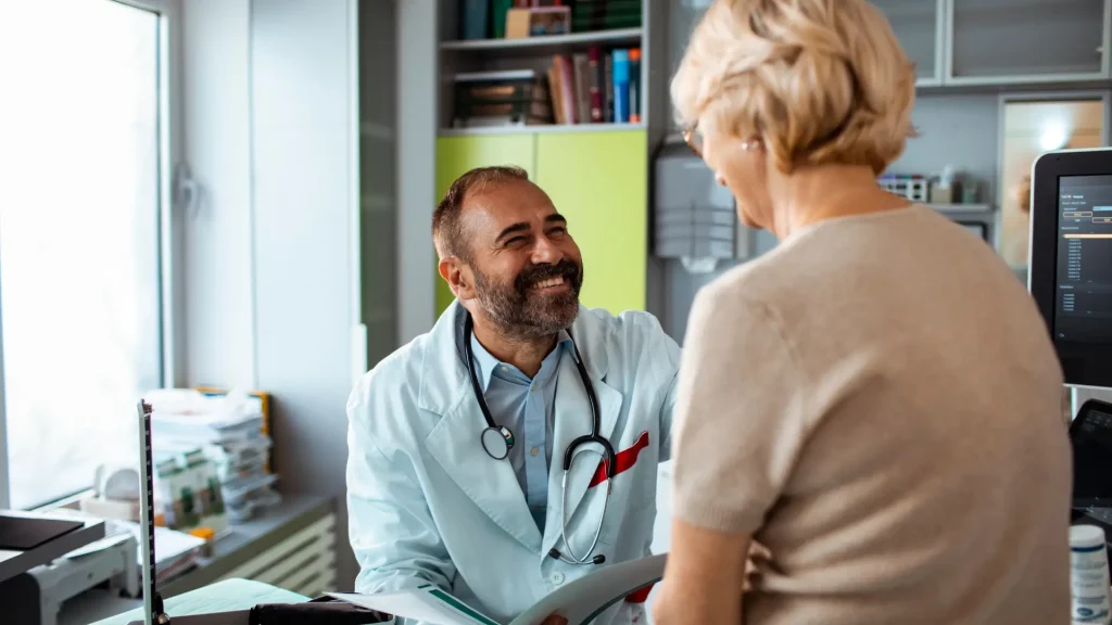 A patient and their doctor discuss treatment options.