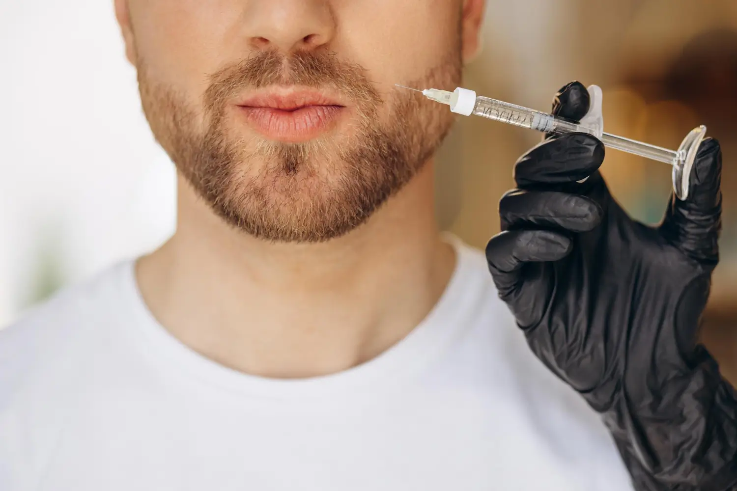 male patient gets injection