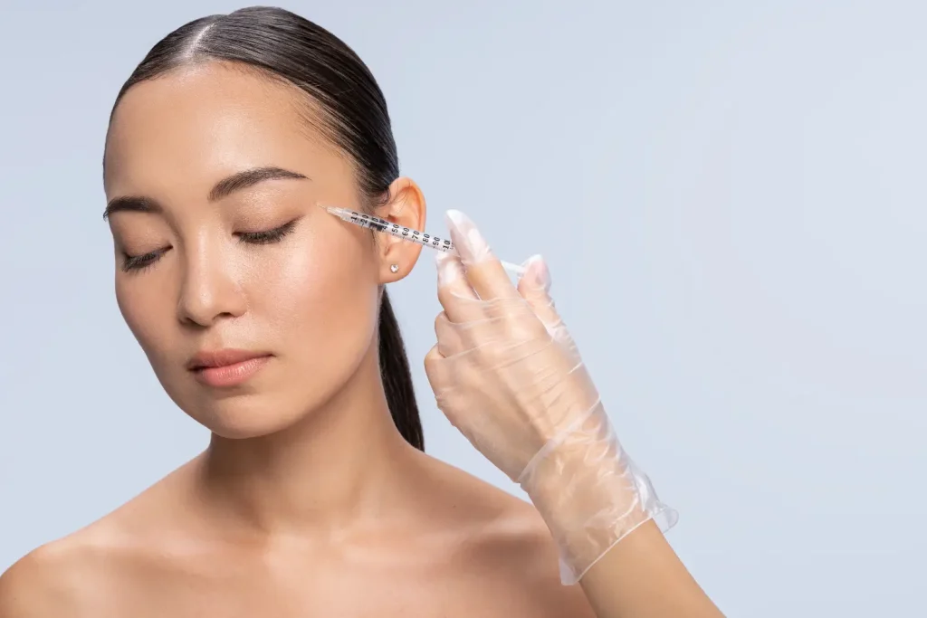 side view of patient getting an injection