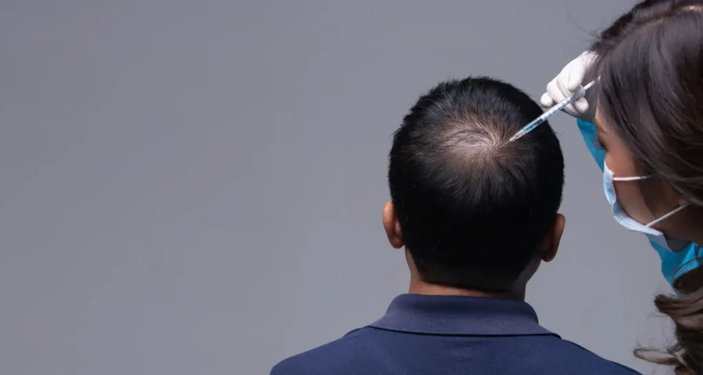 patient wants to get thicker hair through injection